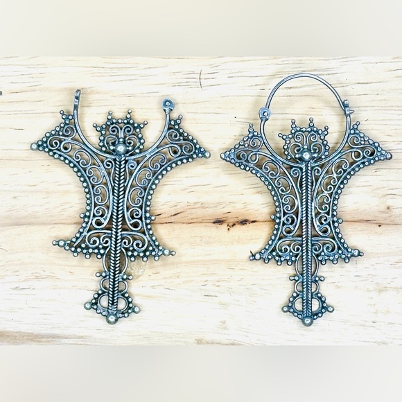 Large Tawapa Tribal Earrings 7cm long! Beautiful & unique - Picture 2 of 3